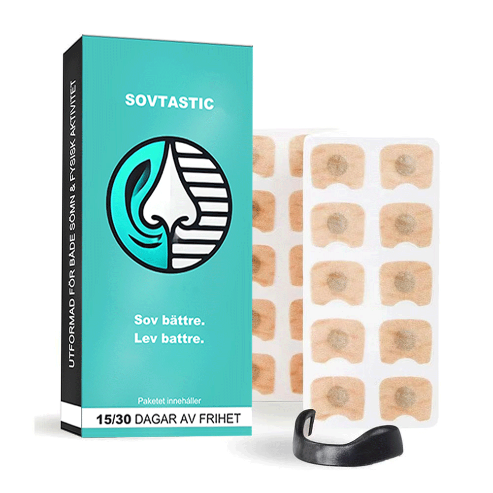Sovtastic magnetisk näsvidgare med självhäftande näsremsor och magnetisk del.