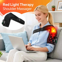 Draadloze schouderband met trilmassage en roodlichttherapie