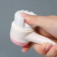 Dubbelwerkende gezichtsborstel van silicone voor diepe reiniging