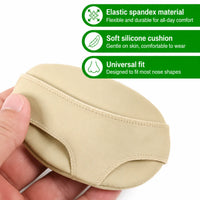 Närbild på mjukt framfotsskydd i elastiskt material med silikonkudde för stötdämpning och komfort hela dagen.