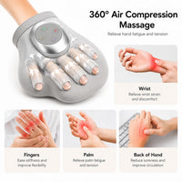 Handmassageapparat med 360° luftkompression för fingrar, handflata och handled