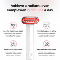 Handheld huidverzorgingsapparaat met roodlichttherapie voor gezicht en hals