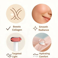 Handheld huidverzorgingsapparaat met roodlichttherapie voor gezicht en hals