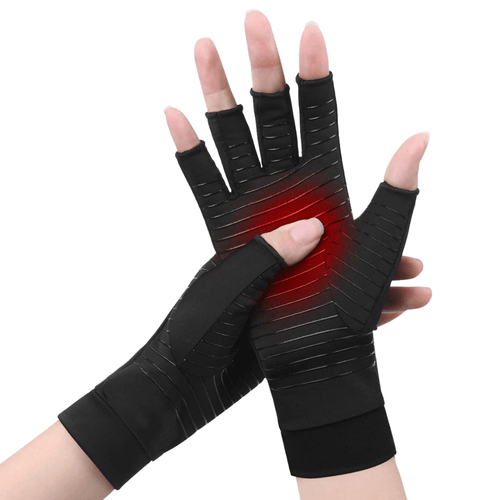 Koper-compressiehandschoenen met open vingertoppen