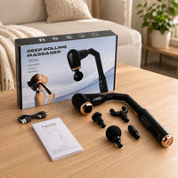 Massagepistool voor de rug met lange handgreep en 4 massagekoppen