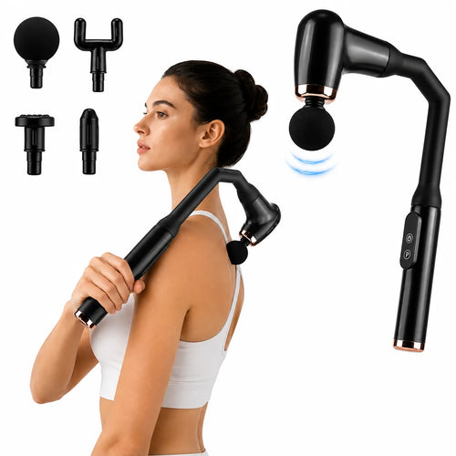Massagepistool voor de rug met lange handgreep en 4 massagekoppen