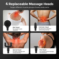 Draadloze massagepistool voor rug en nek met verwisselbare opzetstukken