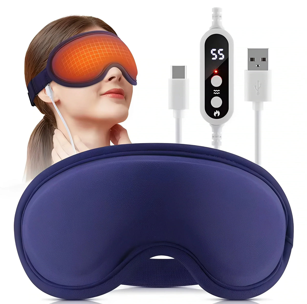 Oogmasker met warmtefunctie en trilmassage