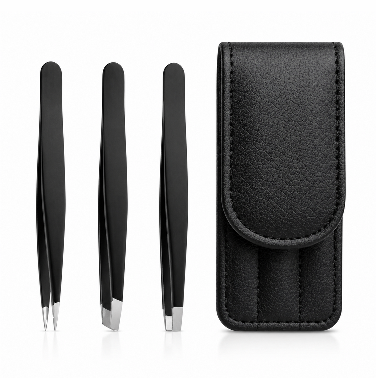 Pincetset van roestvrij staal – 3-pack met etui