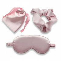 Zijden slaapmasker met haarscrunchie en opbergzakje