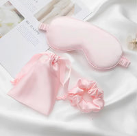 Zijden slaapmasker met haarscrunchie en opbergzakje