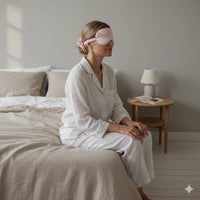 Zijden slaapmasker met haarscrunchie en opbergzakje